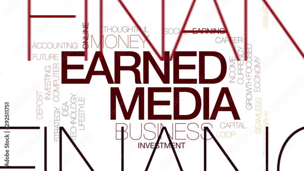 Wall mural Earned media animated word cloud. Kinetic typography.