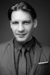Studio shot of businessman shot in black and white