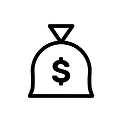 Money sack vector icon, banking symbol. Simple, flat design for web or mobile app