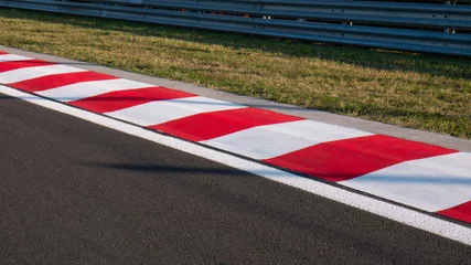 Poster Motorracecircuit Red and White Curb © majorstockphoto