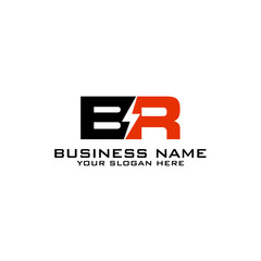 Fototapeta premium BR Initial logo concept with electric template vector