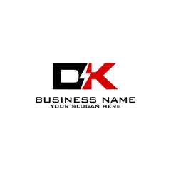 DK Initial logo concept with electric template vector