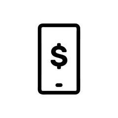 Smartphone money vector icon, phone symbol. Simple, flat design for web or mobile app