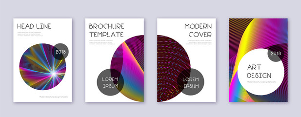 Trendy brochure design template set. Rainbow abstr