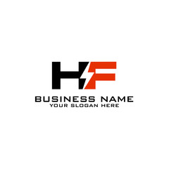 HF Initial logo concept with electric template vector
