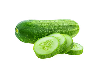 Fresh slice cucumber isolated on white background