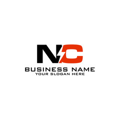 NC Initial logo concept with electric template vector