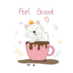 feel good  Coffee time   love  cat