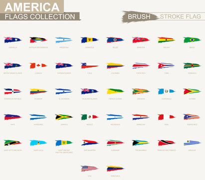Vector grunge brush stroke flag collection of America.