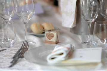 Table set with a placeholder with the word love