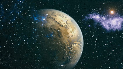 Cosmic galaxy background with nebula, stardust and bright shining stars. Abstract bright colorful...