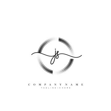JS initial handwriting logo template vector.
