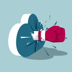 Cloud computing icon design. Isolated on blue background.