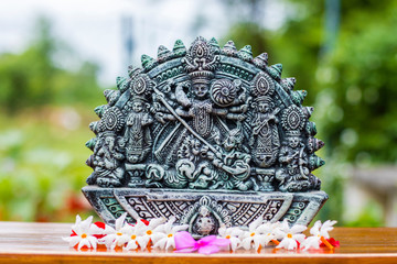 Hindu goddess durga sculpture in the garden