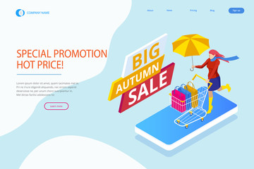 Web page design templates collection of Autumn Offer Discount Template Elements Banner. Big Autumn Sale. Fall Time Sale Design.