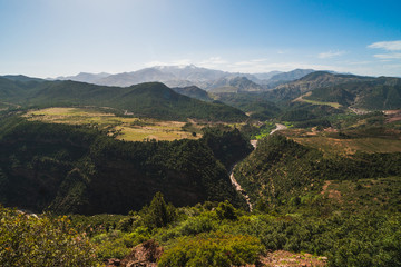 Atlas Mountains scenic view on a beautiful day of spring in Morocco