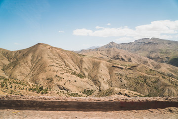 Atlas Mountains scenic view on a beautiful day of spring in Morocco