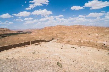 Beautiful scenic panoramic view of mountains and canyons in Morocco close to the Sahara Desert