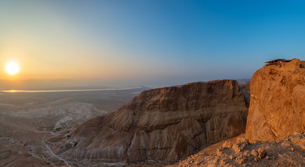sunset on coast of dead sea