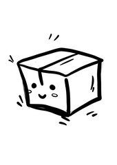 Box, package, parcel, delivery, logistics lineal icon, hand draw on white background