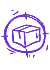 Box, package, parcel, delivery, logistics lineal icon, hand draw on white background