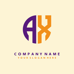 Fototapeta premium initial letter AX logo purple, orange. Monogram Vector Logo