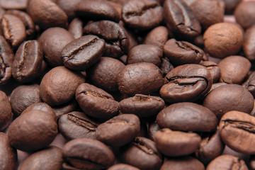 Coffee beans close up.