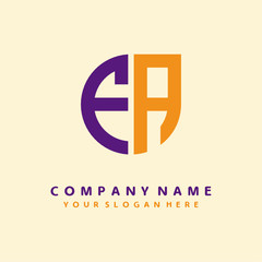 initial letter FA logo purple, orange. Monogram Vector Logo