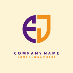 initial letter FJ logo purple, orange. Monogram Vector Logo