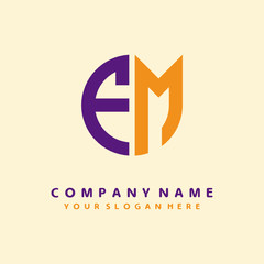 initial letter FM logo purple, orange. Monogram Vector Logo