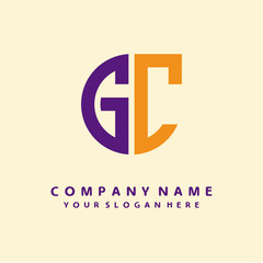 initial letter GC logo purple, orange. Monogram Vector Logo
