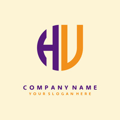 initial letter HU logo purple, orange. Monogram Vector Logo