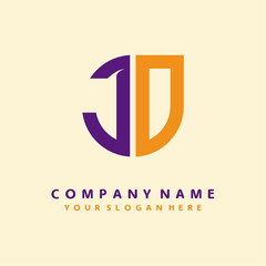 initial letter JO logo purple, orange. Monogram Vector Logo