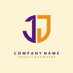 initial letter JJ logo purple, orange. Monogram Vector Logo