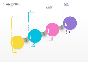 Infographic background with 4 steps timetine for presentation or web.