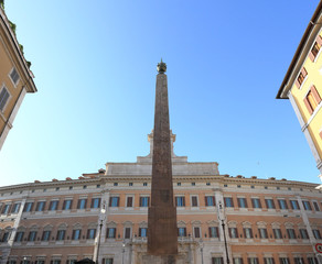 Ancient Egyptian Obelisk of Montecitorio, in the Piazza Montecitorio, Rome - Italy