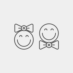 Boy and girl flat vector icons. Baby vector icons