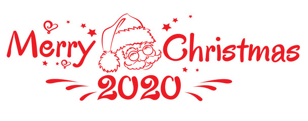 New Year card with Santa Claus and the text Merry Christmas 2020