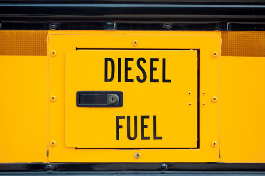 School Bus Diesel Fuel Sign Horizontal Close-up