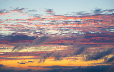 Fototapeta premium Rainy evening with foggy sunset and color clouds