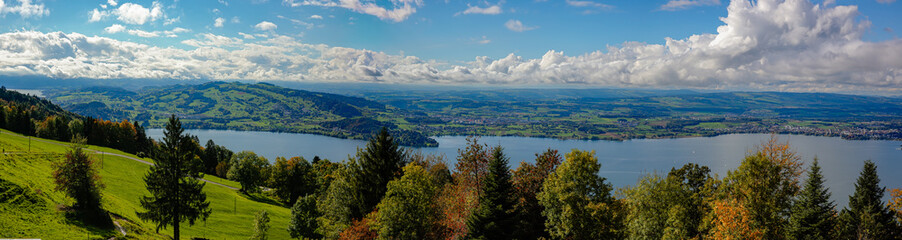 view of Luzern and lake Luzern from mount Rigi