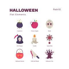 Halloween illustration elements flat icons design