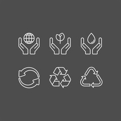 Ecology flat vector icons set. Ecology, energy, recycle flat vector icons