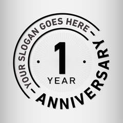 1 year anniversary logo template. One year celebrating logotype. Vector and illustration.