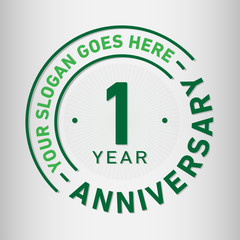 1 year anniversary logo template. One year celebrating logotype. Vector and illustration.