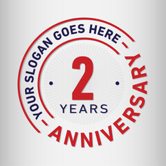 2 years anniversary logo template. Two years celebrating logotype. Vector and illustration.