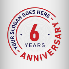 6 years anniversary logo template. Six years celebrating logotype. Vector and illustration.