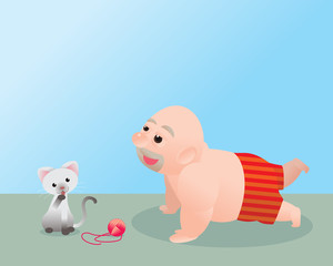 Funny vector illustration of fat bald man doing excercising and get fill better. Concept of Strong healthy fat man. cartoon