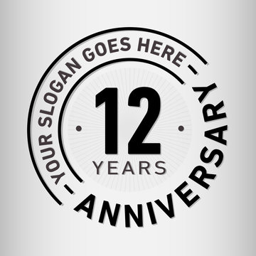 12 years anniversary logo template. Twelve years celebrating logotype. Vector and illustration.