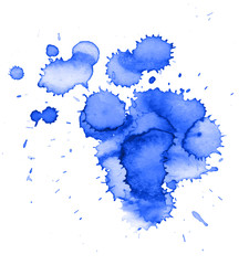 Colorful abstract watercolor stain with splashes and spatters. Modern creative background for trendy design.